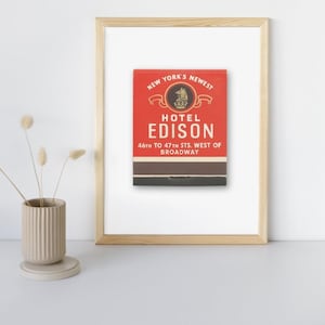 Hotel Edison Wall Art – New York City Matchbook Vintage Print, Travel Gift, Home Decor, Poster & Digital Download