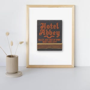 Hotel Abbey Wall Art – New York City Matchbook Vintage Print, Travel Gift, Home Decor, Poster & Digital Download