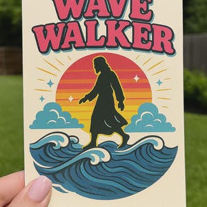 Glaube Aufkleber, christliches Retro, motivierend, Jesus geht auf Wasser, Schriftaufkleber, Glaube über Angst, Glaube, durch Glauben gehen, nicht durch Anblick.