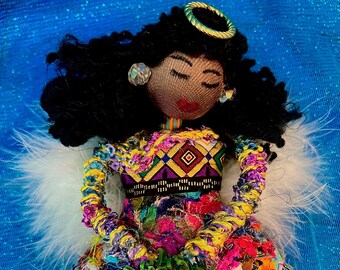 Xmas Angel Doll, African American Angel Doll, Xmas Wreath Doll, Black Angel Doll, Christmas Doll, Melanin Doll, Black Doll, Handmade