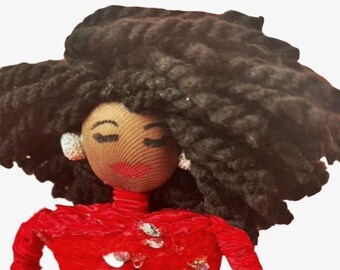Valentine's Day Black Doll, African American Doll, Handmade Doll, Art Doll, Valentine Gift, Home Decor, Doll Collector, Melanin