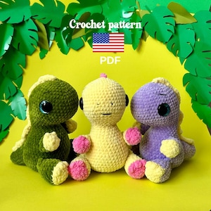 Amigurumi Dinosaur, Dinosaur Crochet Pattern, Crochet Dino, Crochet Dinosaur Tutorial, Dino Plush Pattern, Dragon Crochet