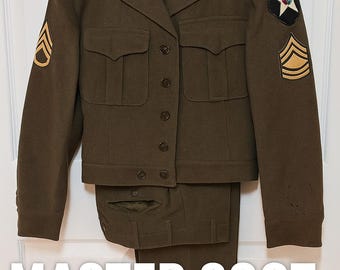 Vintage World War 2 US Army Medic Jacket With Pins and Patches WW2