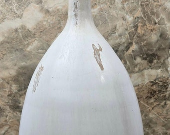 Jarrón de terracota blanca hecho a mano / Decoración rústica de granja bruñida