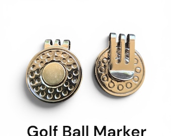 Paire de marqueurs de balles de golf en métal avec clip - Accessoire design à bords perforés