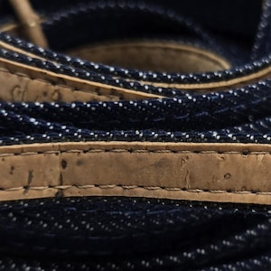 Portuguese Cork Cord 10mm Flat Denim Fabric Vegan Leather Craft Supply