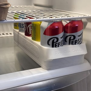 Pop Can Caddy – 10-Can Pull-Out Refrigerator Drawer for 12 oz Soda Cans