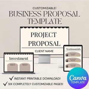Business Proposal Template Canva | Client Proposal | Editable Freelancer Pitch Deck | Service Pricing Template for Entrepreneurs