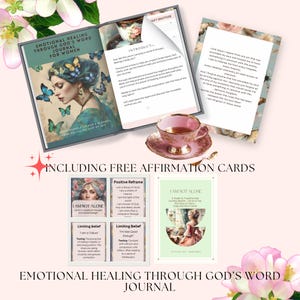 Diário de Cura Emocional por meio da Palavra de Deus para Mulheres, Recursos Terapêuticos para Imprimir, Diário de Cura Espiritual, Cartão de Afirmação Gratuito