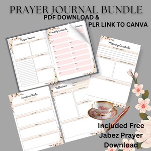 Christian Prayer Journal Bundle: Daily Devotional & Bible Study (PDF Download + Bonus Gift