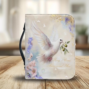 Dove Bible Cover Christian Gift for Woman, Faux Leather PU Scripture Case,