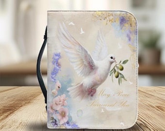 Dove Bible Cover Christian Gift for Woman, Faux Leather PU Scripture Case,