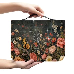 Be Still and Know Bible Cover | Vintage Floral PU Leather Scripture Case | Zippered Christian Organizer | Gift for Her | image 7