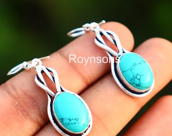 Handmade Türkis Sterling Silber Ohrringe | Boho Schmuck