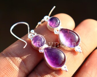 Amethyst Dangle Earrings | Handmade Sterling Silver, Gift for Her
