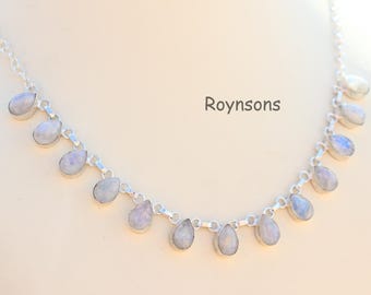 Regenbogen Mondstein Teardrop Halskette | 925 Sterling Silber, Handgefertigte Choker Halskette, Geschenk für Sie