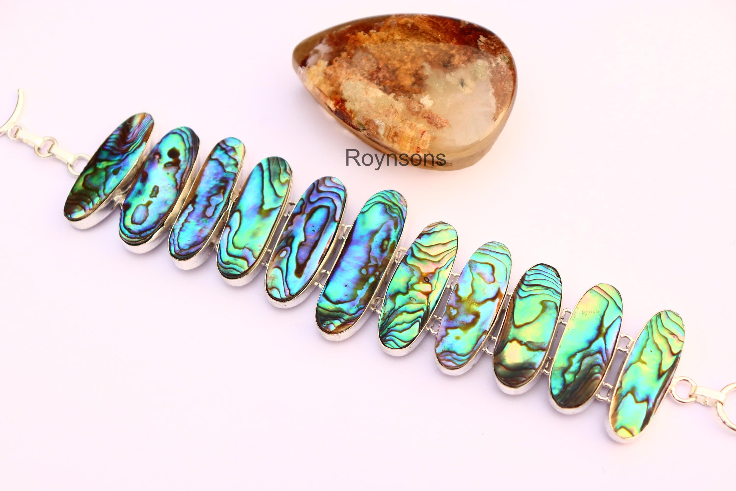 Vintage Silver and Abalone Bracelet - Etsy