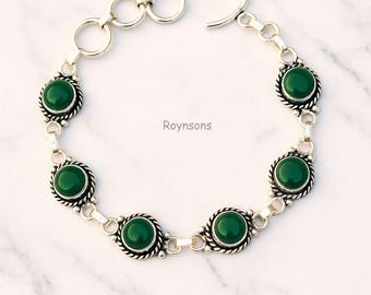 Pulsera de plata con ónix verde / Joyería bohemia hecha a mano