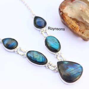 Charming Labradorite gemstone necklace| Adjustable silver necklace| Stunning Labradorite necklace| Handmade necklace| Gift for her.