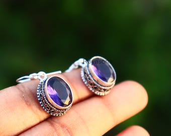 Vintage Amethyst Dangle Earrings | Handmade Silver Jwellery