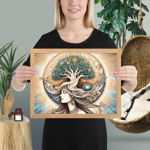 Póster de papel mate enmarcado con decoración zen y bienestar, temática espiritual y natural.