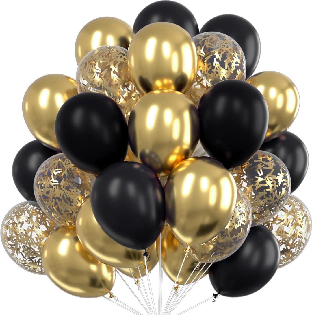 Black and Gold Balloon Set: 100-piece Latex Party Decorations - Etsy