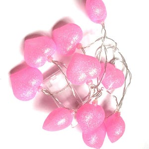 5FT Pink Love Heart String Lights, Battery Powered LED Fairy Lights, Warm White Color Changing for Indoor Outdoor Party, Wedding & Holiday