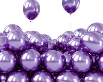 Metallic Purple Balloons 50 pcs 5 Inch Small Mini Chrome Purple Latex Balloons for Mardi Gras Graduation Wedding Baby Shower Anniversary