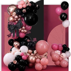 Pink & Black Balloon Arch Kit: Rose Gold Party Garland
