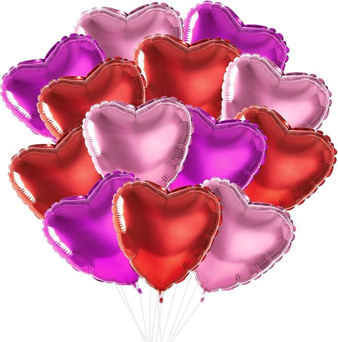 30 Pcs Red Pink Heart Balloons for Valentines Day Decor Accessories, 18 ...
