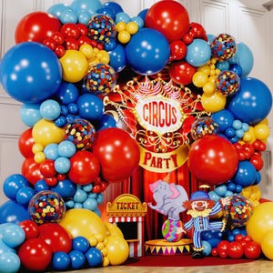 Circus Balloon Garland Kit: Red, Blue, Yellow Carnival Party Decor