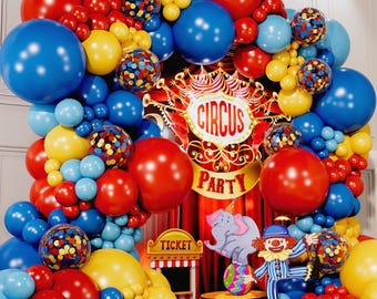 Circus Balloon Garland Kit: Red, Blue, Yellow Carnival Party Decor