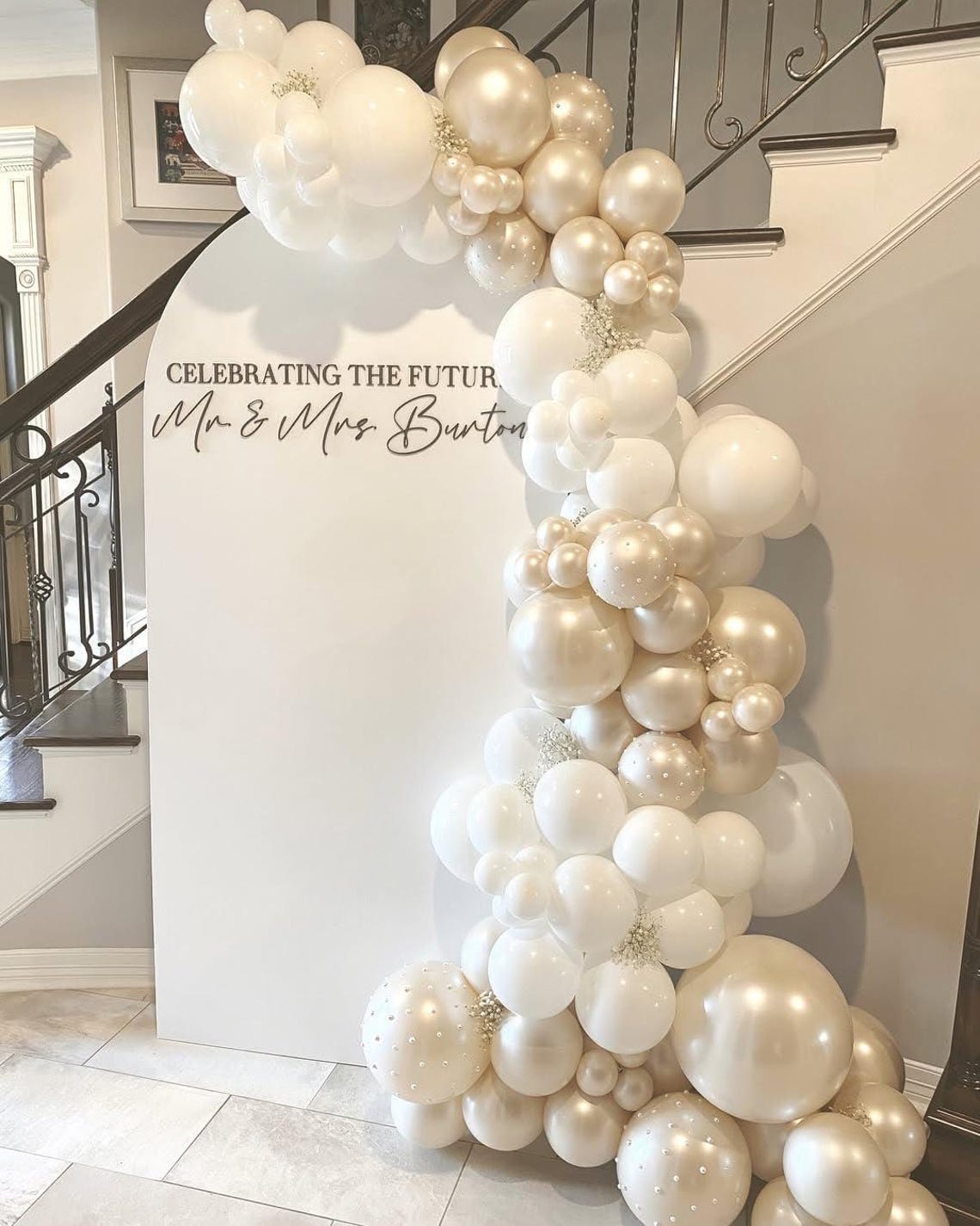 Pearl White Balloon Garland Arch Kit 112pcs Pearl Sand White Double ...