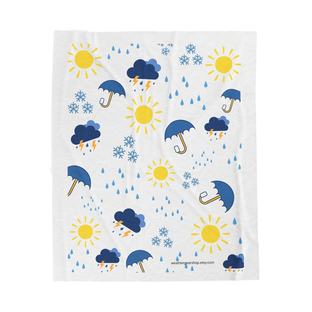 Weather Symbols Velveteen Cozy Plush Blanket - Etsy
