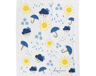 Weather Symbols Velveteen Cozy Plush Blanket