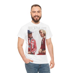 Nikki Lauda James Hunt F1 Vintage Racing T-Shirt, Retro Motorsport T-Shirt, Unisex aus schwerer Baumwolle T-Shirt, Renntag Shirt, Bekleidung für Auto-Enthusiasten Bild 8