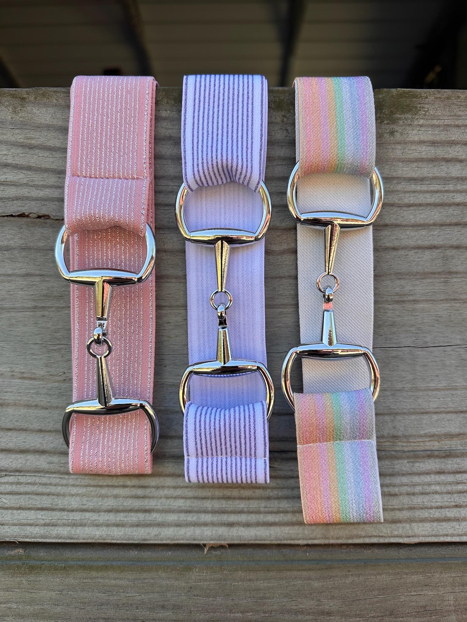 Lavender Equestrian horse Silver Snaffle Bit Belt 1.5” Elastic 1 size English Snaffle bit Belt 1.5” – CM Equestrian main image 3