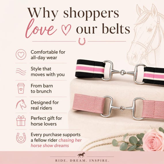 Equestrian Belt, 1.5 inch Adjustable Elastic Riding Belt for Breeches with Rose 1.5 main image 3