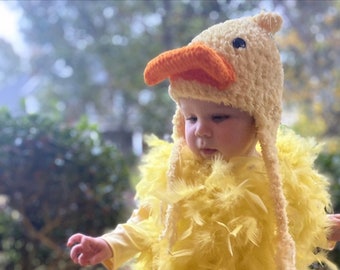 Yellow Duck Costume - Baby Duck Halloween Feathered Costume - Baby Girl Costume - Feathered Toddler Costume - by JoJo's Bootique
