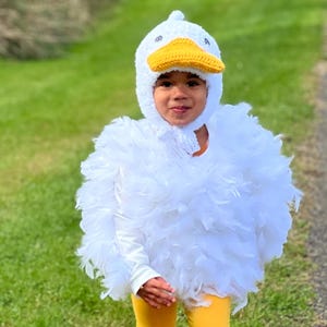 Feathered Duck Halloween Costume: Crochet Hat & Real Feather Romper