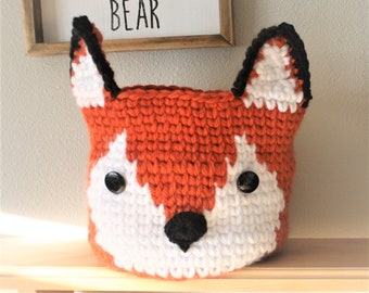 Fox Basket  - Woodland Nursery Decor - Crochet Storage Bin - by JoJo's Bootique