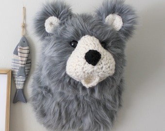 Grey Bear Wall Mount - Girl Nursery Decor - by JoJoBoo