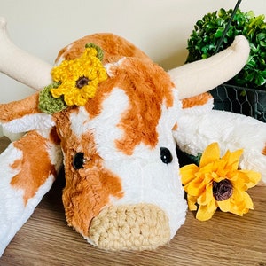 Spotted Longhorn Plush: Soft Stuffed Cow - Southwestern Nursery Decor