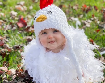 Baby Hat - Chicken Hat - Baby Hat -  Baby Chicken Hat -  Chicken Hat - Soft Baby Costume Hat - by JoJosBootique