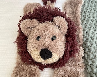 Lion Lovey - Crocheted Fur Lion Security Blanket - Safari Lion Lovey - by JoJoBoo