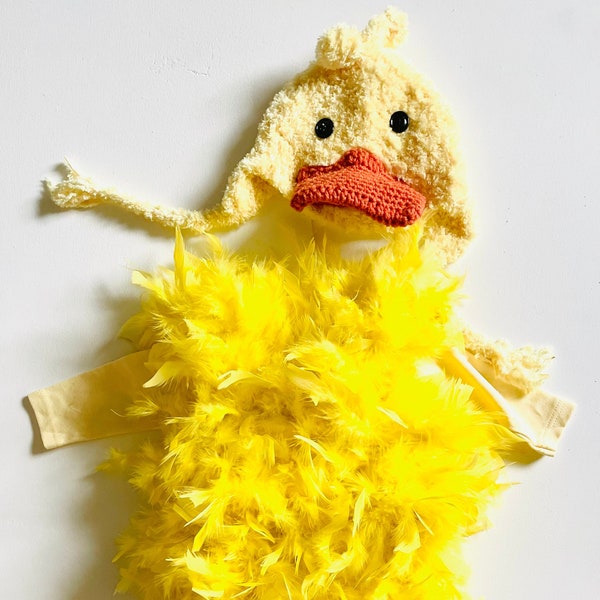 Yellow Duck Costume - Baby Duck Halloween Feathered Costume - Baby Girl Costume - Feathered Toddler Costume - by JoJo's Bootique