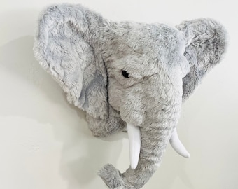 Elephant Head Wall Mount - Safari Faux Taxidermy Decor - Nursery Decor - by JoJoBoo