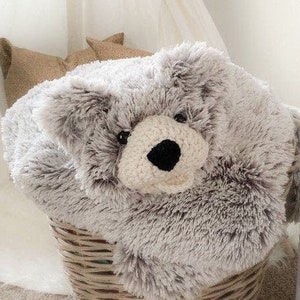 Frosted Gray Bear Rug - Woodland Nursery Shower Gift - Minky Animal Blanket - by JoJo's Bootique