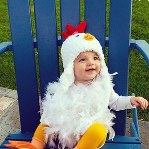 Baby Chicken Costume Chicken Hat Baby Chicken Hat, Booties and Feathered Romper Halloween Baby and Toddler Costume by JoJo Boo image 1