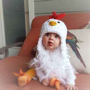 Baby Chicken Costume - Baby Chicken Hat, Booties and Feathered Romper - Baby and Toddler Costume - by JoJosBootique